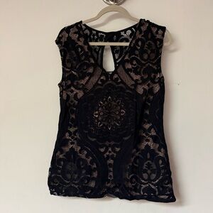 Chic Black Lace Sleeveless Blouse